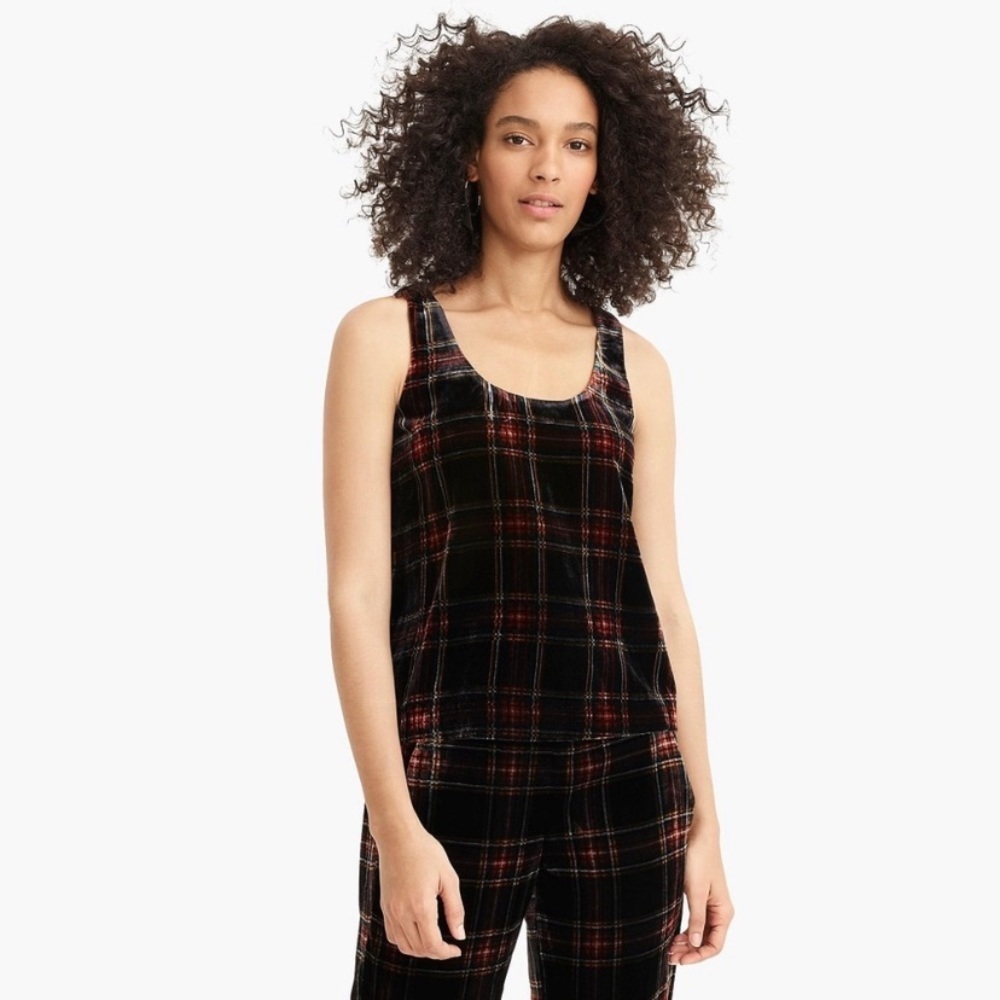 J. Crew Velvet Stewart Tartan Plaid Tank Top